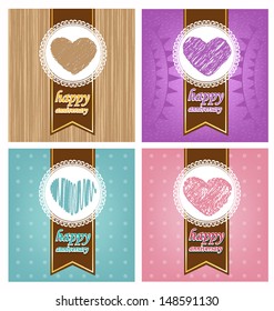Card. Heart. Ribbon. Template design. Vector illustration
