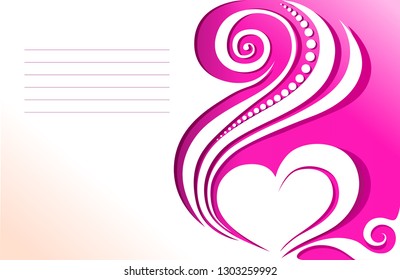 Card with heart_Red and Beige background