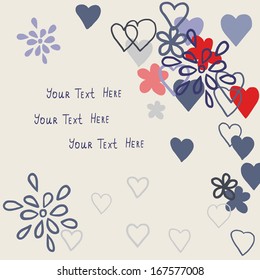 card with hearts and flowers