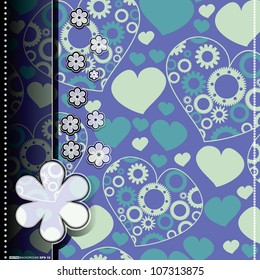 Card with hearts and gears