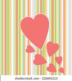 card with hearts on striped background