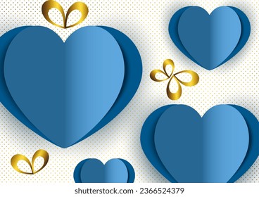 Tarjeta con corazones. Elementos volantes de papel sobre un fondo blanco. Símbolos de amor en forma de corazón para mujeres felices, madre, Día de San Valentín, diseño de tarjetas de felicitación de cumpleaños. Ilustración del vector
