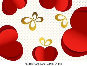 Tarjeta con corazones. Elementos volantes de papel sobre un fondo blanco. Símbolos de amor en forma de corazón para mujeres felices, madre, Día de San Valentín, diseño de tarjetas de felicitación de cumpleaños. Ilustración del vector