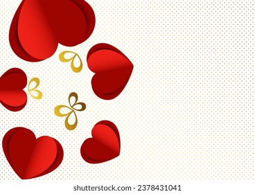 Card with hearts. Paper flying elements on a white background. Heart shaped love symbols for happy women, mother, Valentine's Day, birthday greeting card design. Vector illustration