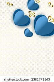Card with hearts. Paper flying elements on a white background. Heart shaped love symbols for happy women, mother, Valentine's Day, birthday greeting card design. Vector illustration