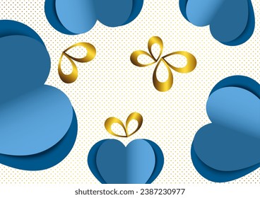 Card with hearts. Paper flying elements on a white background. Heart shaped love symbols for happy women, mother, Valentine's Day, birthday greeting card design. Vector illustration