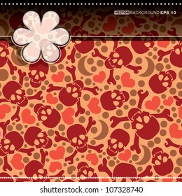 Card with hearts and skulls