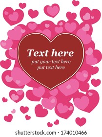 Card with hearts. Text is on separate layer for easy edit.