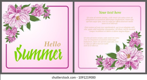 Card, hello summer. Vector illustration 