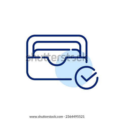 Card holder with checkmark. Approved secure payment method. Pixel perfect icon