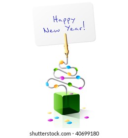 Card holder in the form of a Christmas tree. Vector. Detailed portrayal.