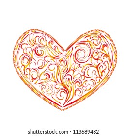 card or holiday background with hearts of different elements. Vector abstract illustration