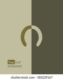 Card with horse shoe, flat vector
