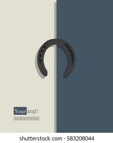 Card with horse shoe, vector with depth
