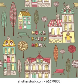  card with house and trees