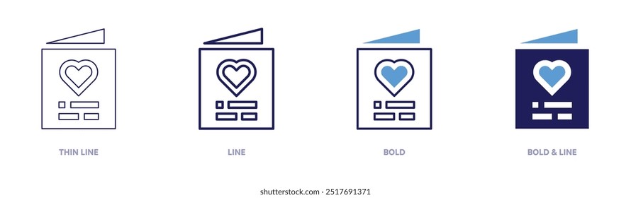 Card icon in 4 different styles. Thin Line, Line, Bold, and Bold Line. Duotone style. Editable stroke.