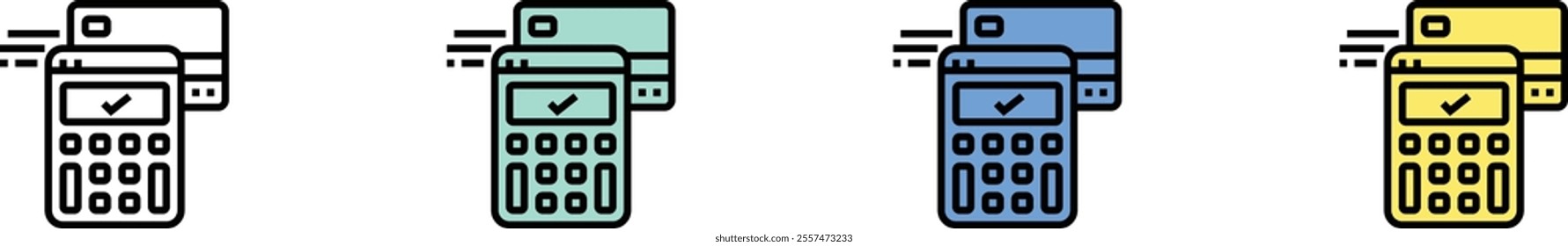 card icon. Outline, Green, Blue and Yellow Style Design Isolated On White Background