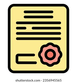 Card icon outline vector. Certificate money. Frame security color flat