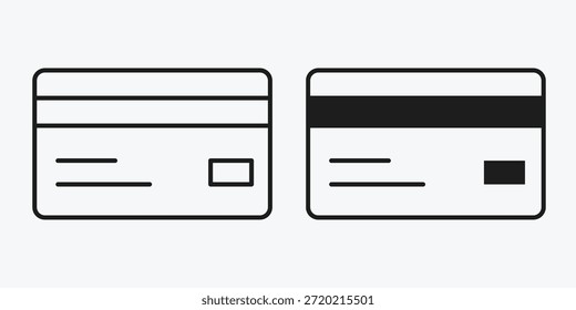 Icono de tarjeta que representa transacciones de pago, bancarias, de crédito o débito, y servicios financieros digitales seguros en estilo de Vector.