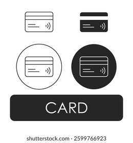 Card icon set showcasing payment methods, banking transactions, credit cards, debit cards, and digital financial service icons