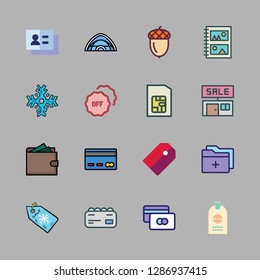 card icon set. vector set about tag, album, business card and folder icons set.