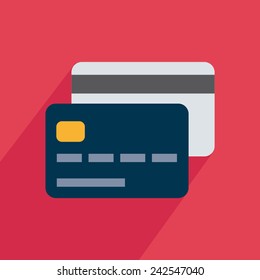  Card icon with shadow on a red background