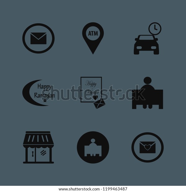 card icon. card vector icons set teacher,
envelope, happy ramadan and parking
time