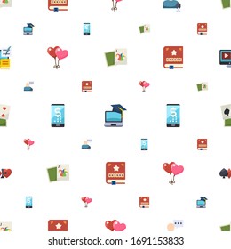 card icons pattern seamless. Included editable flat Joker, eCommerce, online store, balloons, digital banking, Scrapbooking, poker, gambling icons. card icons for web and mobile.
