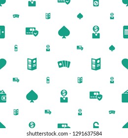 card icons pattern seamless white background. Included editable filled Spades, playing card, do not disturb, card protection, menu, put money on icons. icons for web and mobile.