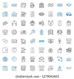 card icons set. Collection of card with heart, promotion, bank, picture, love, valentines day, gold, bow, money, love letter, magician, atm. Editable and scalable card icons.