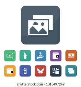 Card icons. vector collection filled card icons such as do not disturb, snowman, wallet, money security, money and atm, money, picture