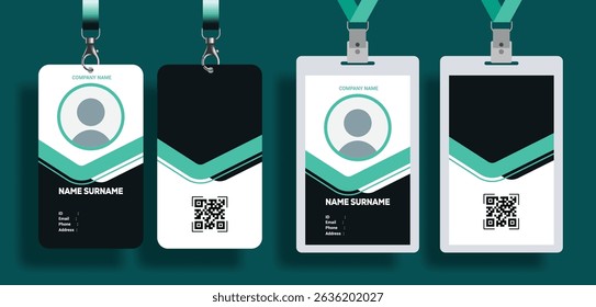 Card ID clipart template set. Identification badge modern clip art collection for employee office company and school personal identity editable design vector illustration.  
