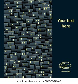 Card illustration of the dark buildings