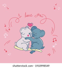 tarjeta con ilustración en un fondo de color para el día de San Valentín con las palabras "te amo"