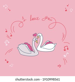 tarjeta con ilustración en un fondo de color para el día de San Valentín con las palabras "te amo"