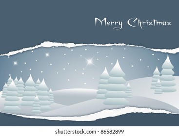 Card with the image of a Christmas landscape