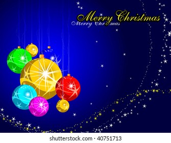 Card with the image of a Christmas sphere, on an abstract background