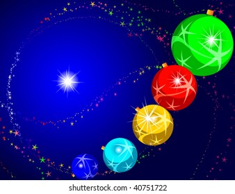 Card with the image of a Christmas sphere, on an abstract background