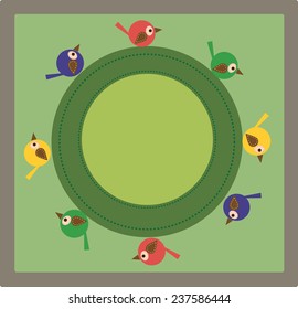 Card with the image of color birds