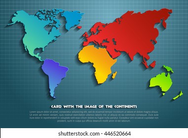 Card with the image of the continents