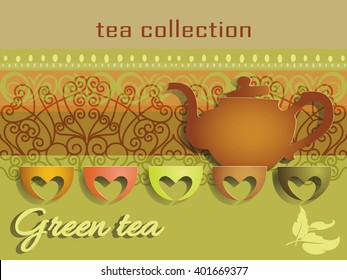 card with a image of silhouettes of a teapot and cups