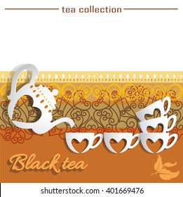 card with a image of silhouettes of a teapot and cups
