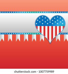 Card for Independence day with heart frames