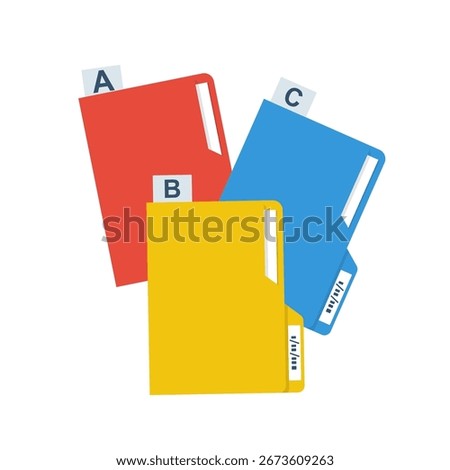 Card index icon. Directory documents with numbering. Archive alphabetical registration. Catalog address. Colored folders. Vector illustration flat design. Isolated on background. Organization file.