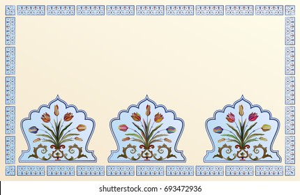 Card with indian/arabic frame ornament