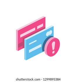 Card info 3d vector icon isometric pink and blue color minimalism illustrate
