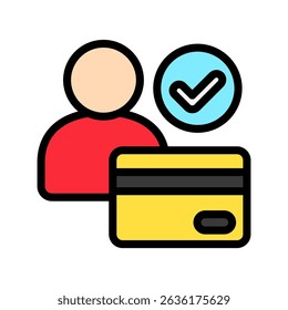 Card Info outline color, mini illustration icon. use for modern concept, print, UI, UX kit, web and app development. Vector related to account management, ecommerce, banking and finance.
