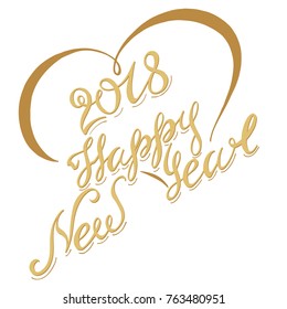 card with the inscription Happy New Year 2018, with glasses of champagne
