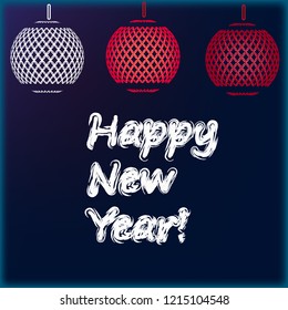 A card with the inscription new year and new year's lanterns. Ready-made design for a postcard