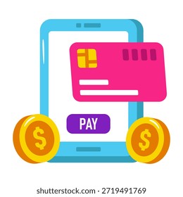     Cartão dentro do smartphone, ícone de e payment 